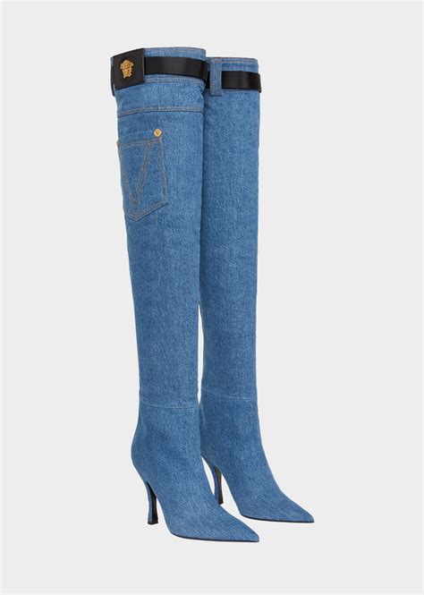 used versace womens boots|Versace denim boots.